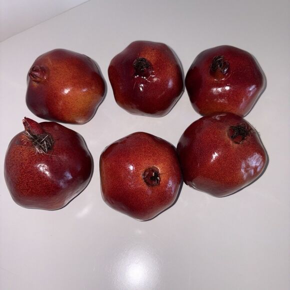 Pomegranate Faux Fruit Bowl Filler Set of 6 Red Home Table Decor - Picture 3 of 9